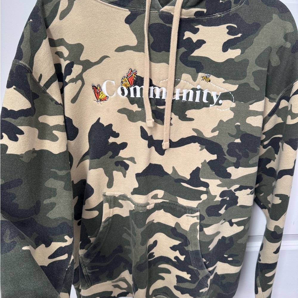 Camouflage Hoodie with Embroidered Detail